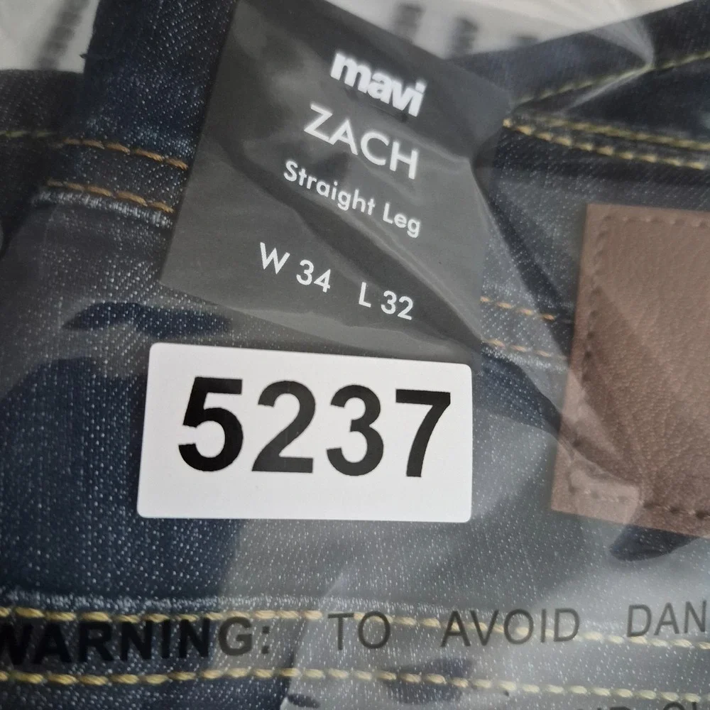 Mavi Jake Jeans Men's 34x32 Blue Denim Straight Leg Casual Comfort Dark Wash NWT